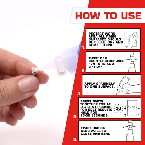 Vista 5 de Loctite Super Glue - Líquido profesional, transparente, botella de 0.7 onzas líquidas, paquete de 2 – Superpegamento para plástico, madera, metal