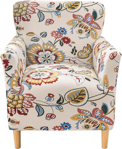 Vista 27 de CRFATOP - Funda elástica para sillón de mediados de siglo moderno de 1 pieza, fundas de silla de acento de jacquard con brazos, fundas de silla