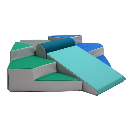 Vista 11 de FDP SoftScape Escalador de esquinas escalonadas y deslizantes, estructura de juego activo para interiores para niños pequeños y preescolares, espuma