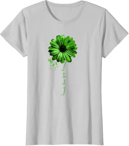 Vista 19 de Camiseta de conciencia de lesiones cerebrales traumáticas con cinta verde guerrero, Negro, S
