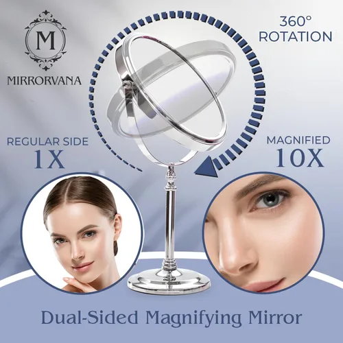 Vista 2 de Mirrorvana - Espejo de maquillaje de doble cara, 8 pulgadas, con aumento de 1X y 10X