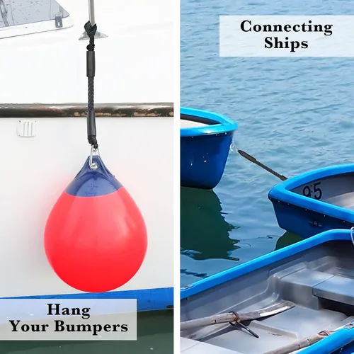 Vista 6 de Líneas de defensa de 2.5 pies, 2 piezas, líneas elásticas premium para barco con clip de acero inoxidable 316 para parachoques de barco/defensa
