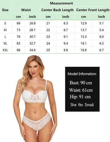 Vista 7 de Avidlove Bragas de encaje floral para mujer, ropa interior sexy hipster en forma de V