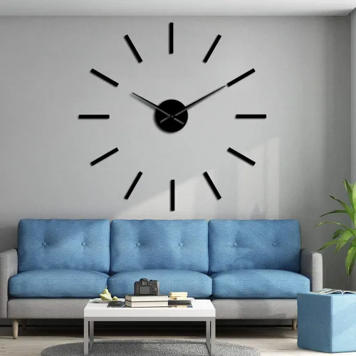 Vista 7 de The Geeky Days Simple Modern Giant Big DIY Gran Reloj de pared sin marco con efecto espejo arte de pared Decoración del hogar (negro)
