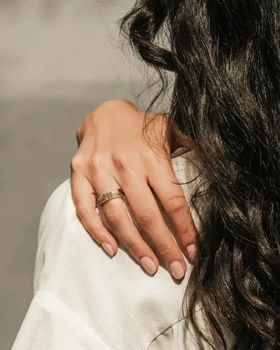 Vista 8 de Anillos de oro para mujer, no se deslustra, delicados anillos apilables de moda, eternidad, promesa, circonita cúbica, juego de anillos de peridoto