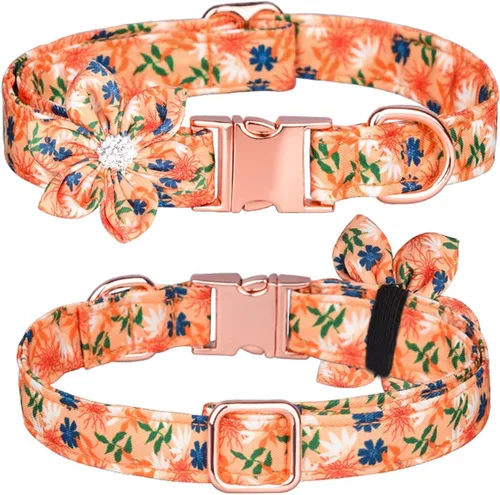 Vista 6 de TDTOK Collar de perro femenino para perros pequeños, medianos y grandes, lindo collar de perro con hebilla de seguridad metálica desmontable