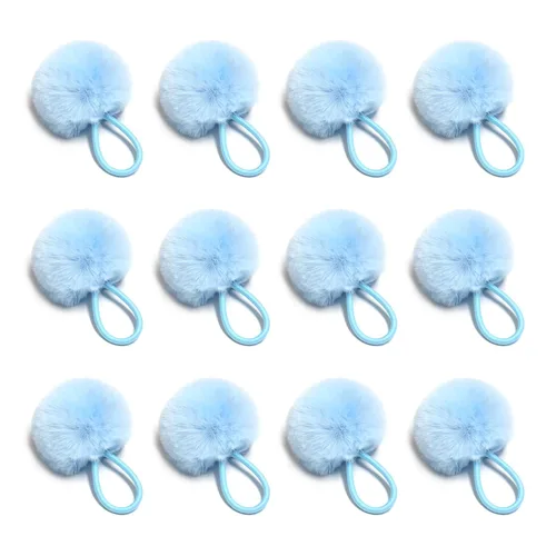 Vista 19 de SUSULU Bandas elásticas de pelo sintético de conejo con pompón para mujer, banda de goma con soporte de cola de caballo de 2.0 in, accesorios 6