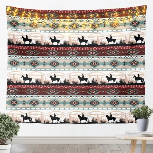 Vista 12 de Tapiz de vaca de las tierras altas, tapices aztecas nativos del suroeste, animales de granja, arte exótico nórdico, atrapasueños, arte de pared