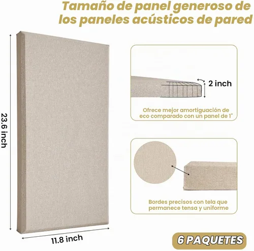 Vista 2 de 6 paneles acústicos, grandes paneles de pared insonorizados, paneles profesionales de fibra de vidrio que absorben el sonido, paneles de espuma a