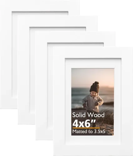 Vista 44 de KINLINK Marco de fotos de 3.5 x 5 pulgadas, color negro ceniza, marcos de madera maciza con plexiglás para mesa y montaje en pared, marcos de fotos