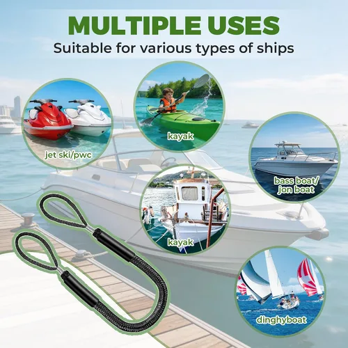 Vista 5 de Línea de muelle elástico para barcos de 4 pies con cuerda elástica incorporada, flotadores de espuma, cuerda de muelle rápido para moto acuática