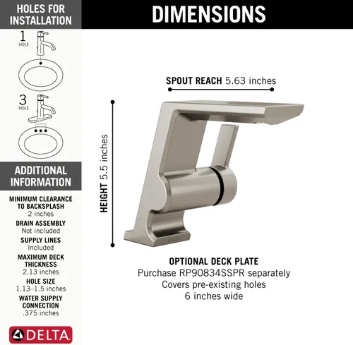 Vista 2 de Delta Grifo de barra pivotal 599-SS-PR-LPU-DST, Lumicoat inoxidable