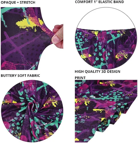 Vista 5 de sissycos Womens 80s Leggings Artistic Splash Printed Buttery Soft Stretchy Pants