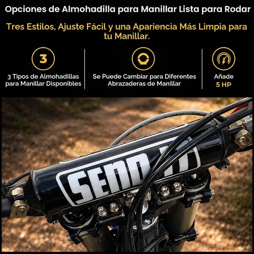 Vista 8 de SEND IT Almohadilla de Manillar con FREE GRIP DONUTS - Ajuste Universal para Motos de Cross y ATVs Barra Transversal (NEGRO, Redondo)
