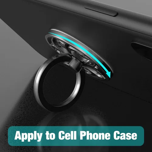 Vista 8 de Soporte para anillo de dedo, rotación de 360°, giratorio para teléfono celular, soporte con agarre universal [lavable/reutilizable] para Negro