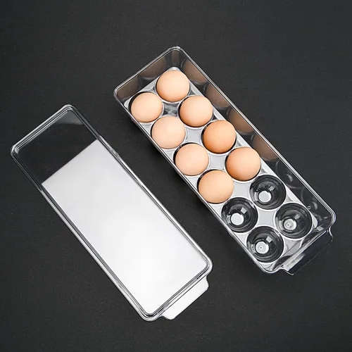 Vista 5 de Soporte para 12 huevos para refrigerador, recipiente transparente para nevera, cocina