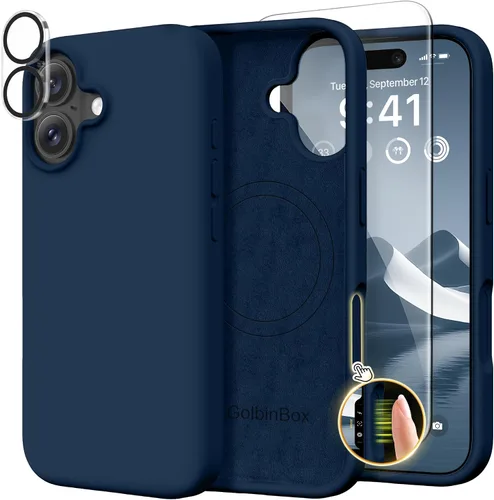 Vista 178 de GolbinBox Funda magnética para iPhone 17, compatible con MagSafe, cubierta de silicona integrada para control de cámara, funda de silicona líquida a