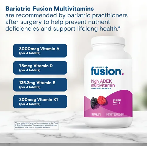 Vista 5 de Bariatric Fusion Multivitamínico masticable con alto contenido de vitaminas ADEK Multi para pacientes con interruptor duodenal Tabletas