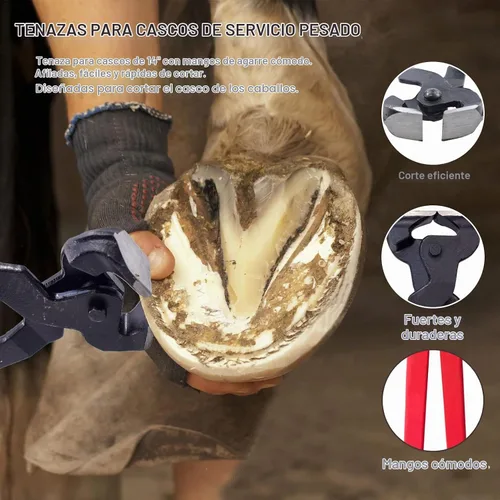 Vista 4 de Kit de herramientas de herrador de caballos de 14 pulgadas, 6 herramientas profesionales para recortar pezuñas, pueden recortar fácilmente