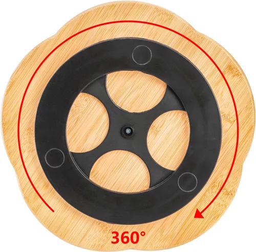 Vista 3 de Cididu Lazy Susan - Bandeja de servir de 12 pulgadas, bandeja de comida de bambú, platos divididos para aperitivos, bandeja giratoria de 360°