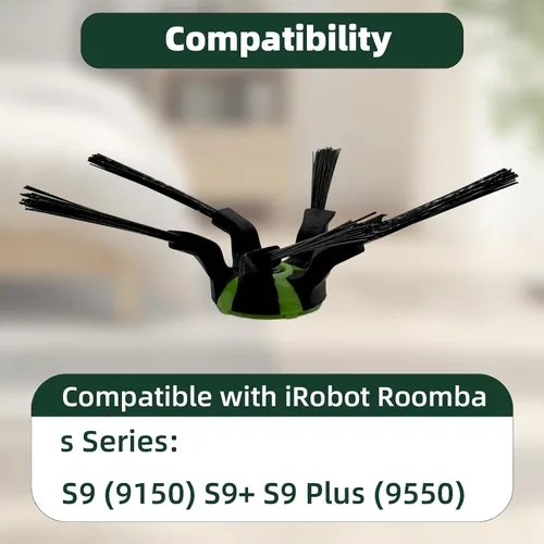 Vista 2 de Paquete de 8 cepillos de repuesto para iRobot Roomba S9 (9150) S9+ S9 Plus (9550) cepillos de barrido de bordes, piezas de cepillo lateral
