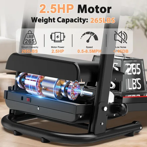 Vista 4 de Benef Caminadora plegable para el hogar, compacta y portátil con inclinación, pantalla LCD, 3 programas preestablecidos, motor silencioso, ideal