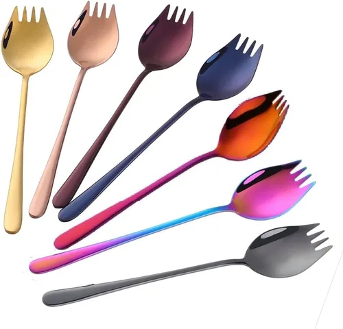 Vista 10 de Buyer Star Sporks - Juego de 6 tenedores de acero inoxidable 18/8 para uso diario en el hogar, 7.6 pulgadas, 1.6 onzas, cuchara para helado