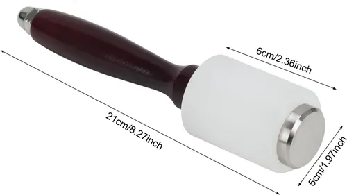 Vista 2 de Martillo de tallado de cuero, mazo con mango de madera, martillo de nailon para tallado en cuero, mazo de artesanía en cuero, mango de madera