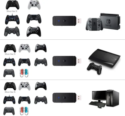 Vista 4 de Adaptador de controlador de sistema múltiple USB Jys PC, interruptor PS3