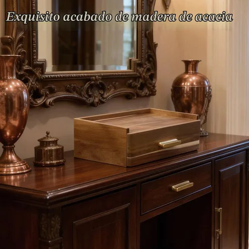 Vista 5 de Organizador de bolsas de té de madera de acacia con cajón