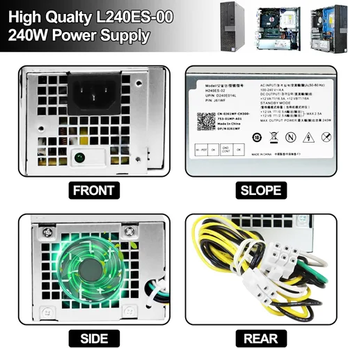 Vista 5 de LXun Fuente de alimentación L240ES-00 H240ES-02 B240AM-02 240w PSU compatible con Dell OptiPlex 3050 5050 7050 Mini Tower J61WF DK87P F484X DW3M7