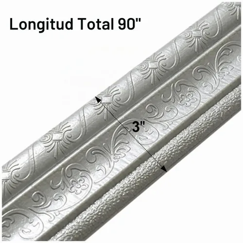 Vista 2 de Moldura flexible autoadhesiva de 90 x 3 pulgadas, líneas de pared decorativas adhesivas 3D, líneas de borde para el hogar, oficina, hotel Gris