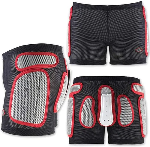 Vista 10 de UFO Plast Made in Italy - Pantalones cortos acolchados de plástico para snowboard, esquí, patinaje Negro con rojo Modelo: Sk09125