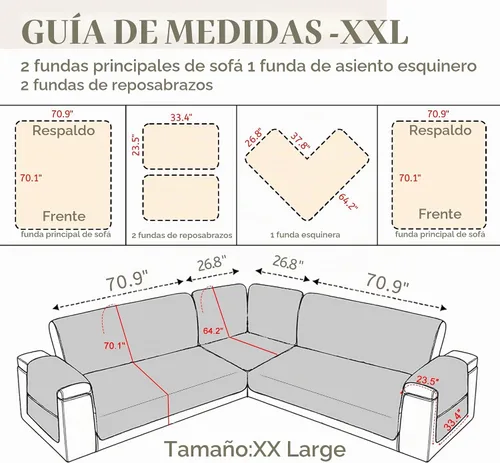Vista 2 de Fundas de sofá seccional para perros 100% impermeables, funda de sofá en forma de L para esquinas, de terciopelo, lavable, antideslizante, para Gris