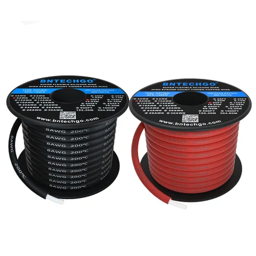 Vista 8 de Bntechgo 8 alambres de silicona suave y flexible, silicona resistente a altas temperaturas, altamente eficiente 8 AWG calibre, 1650 hilos de alambre