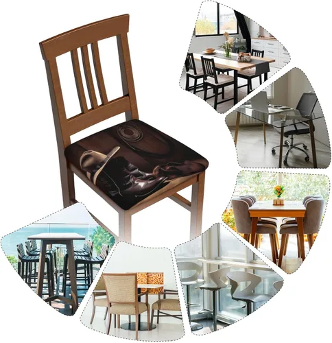 Vista 6 de Juego de 6 fundas de asiento extraíbles para sillas de comedor, de madera americana, elásticas, para bodas, fiestas, fundas de cojín, protector