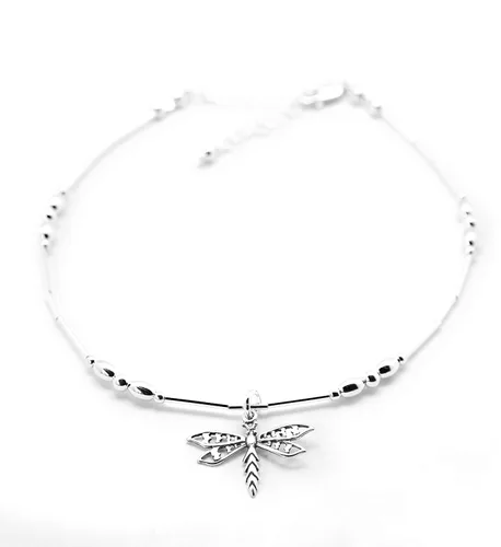 Vista 6 de Dragonfly Anklet Sterling Silver Beach Gift (Average 8 1/2" to 10")