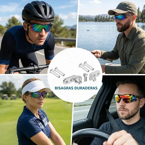 Vista 3 de GoLight Polarized Wraparound Sports Sunglasses for Men & Women – UV400, Anti-Glare, Lightweight Frame with Metal Hinges
