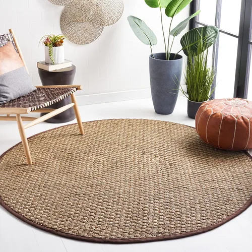 Vista 128 de SAFAVIEH Natural Fiber Collection NF114A - Alfombra de pasillo de hierba marina con patrón de tejido de cesta y borde, de 2 pies 6 pulgadas x 16