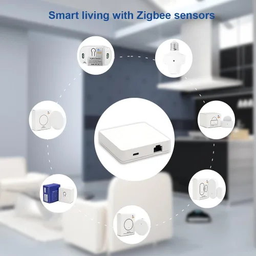 Vista 4 de QIACHIP FBEE Smart ZigBee 3.0 Bridge Hub Wired Matter Gateway, compatible con protocolo IPV6 y gestión multidispositivo, compatible con Apple