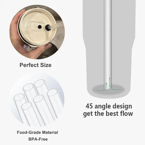 Vista 3 de Pajitas de repuesto compatibles con Stanley lceFlow Flip 2.0 botella de agua de acero inoxidable de 24 onzas, juego de accesorios incluye 6 popotes