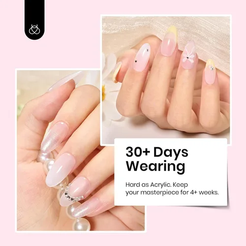 Vista 57 de Beetles Kit de Gel Duro para Uñas Clásico Neutro 3 Colores 9 en 1 Extensión de Uñas Esculpido de Alta Dureza para Profesionales de Salón Gel