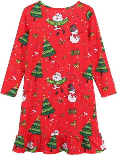 Vista 2 de JESKIDS Camisones de manga larga con estampado de dinosaurio para niñas