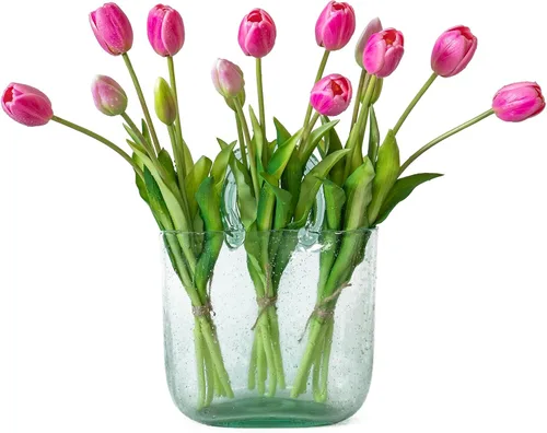 Vista 27 de DUYONE 15 flores de tulipanes artificiales, ramo de látex de tacto real, tulipanes falsos para oficina, boda, fiesta, hogar, cocina, jardín