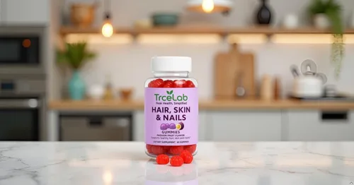 Vista 6 de Gomitas para el cabello, piel y uñas, gomitas para el crecimiento del cabello con 6000 mcg de biotina, sabor a maracuyá, vitaminas A, C, D, E