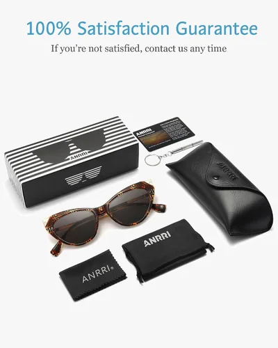 Vista 6 de ANRRI Gafas de sol de ojo de gato para mujer, ligeras, protección UV400