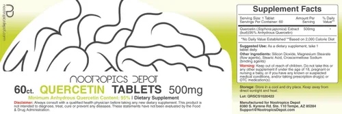 Vista 2 de Nootropics Depot Tabletas de quercetina 500 mg 60 unidades 95% de quercetina anhidra