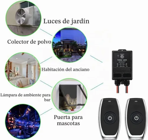 Vista 5 de Interruptor de relé de control remoto impermeable, interruptor remoto inalámbrico de 328 pies de largo alcance, interruptor de control remoto de 12
