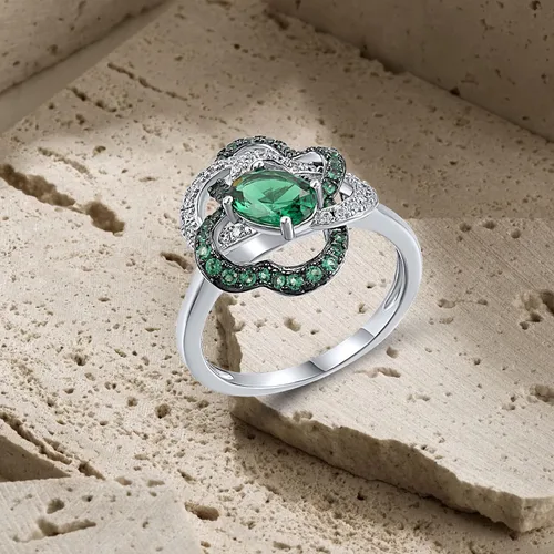 Vista 3 de Santuzza Anillo de plata de ley con piedras preciosas para mujer