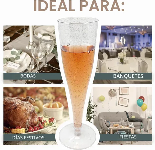 Vista 5 de Reli. Copas de champán de plástico, paquete de 100 Copa de champán